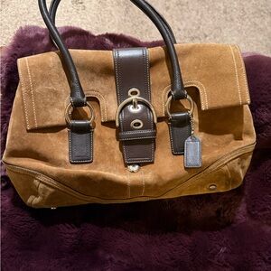 Coach Brown Suede and Leather Tote